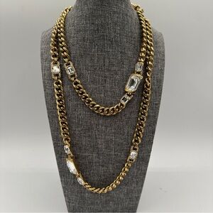 Givenchy Vintage Faceted Rhinestone Toggle Necklace 42"